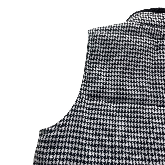 Staccato Women’s S Black White Houndstooth Knit Sherpa Collar Zipper Puffer Vest - Picture 10 of 15